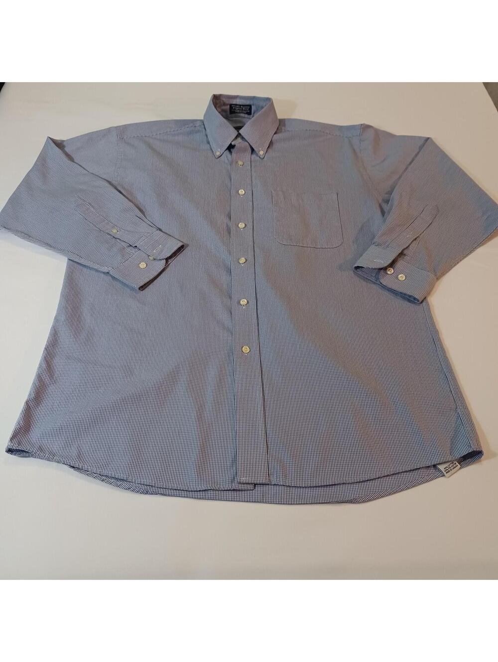 Meeting Street Pinpoint Blend Men's Blue & White Striped Shirt Size 17 (32-33)